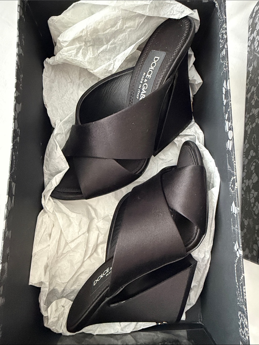 Dolce & Gabbana Black Crisscross Mule Slides - Picture 3 of 17